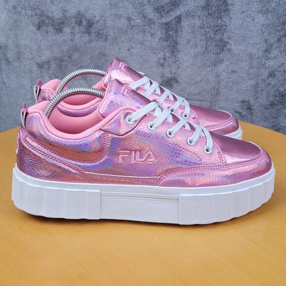 FILA Shoes - Fila Sandblast Low Iridescent Snake Platform Women's Sz 10 Pink Fashion Sneakers
